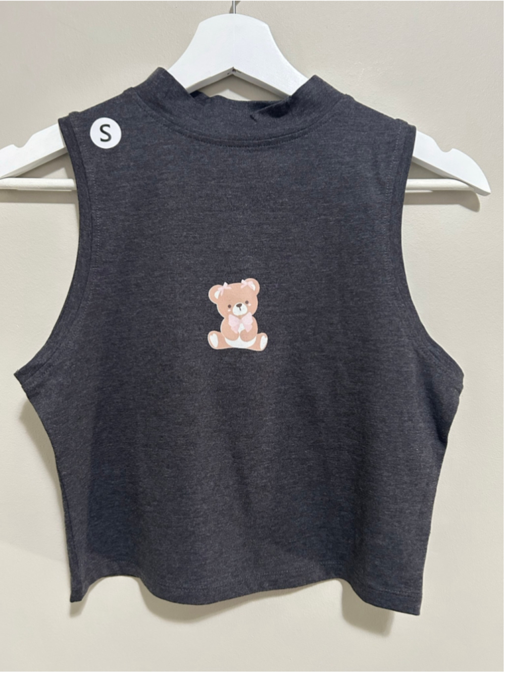 NWOT Women's Grey Tank Top with Bear Graphic